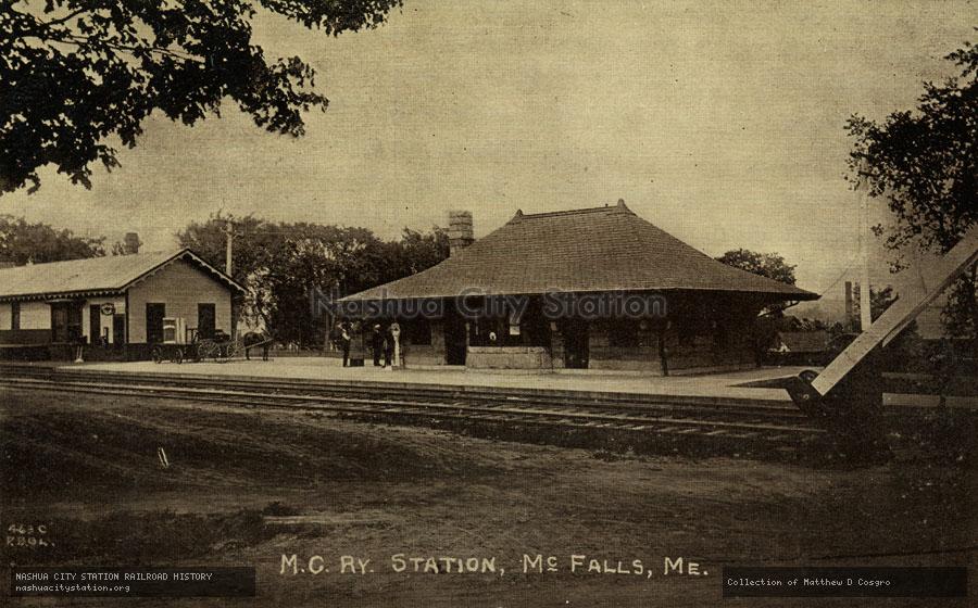 Postcard: Maine Central Railway Station, Mechanic Falls, Maine